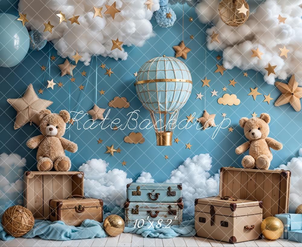 Kate Hot Air Balloon Teddy Bear Backdrop Designed by Emetselch - Kate Backdrop AU
