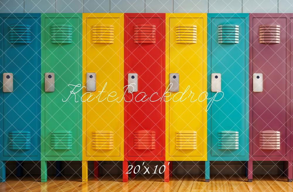 Kate Colorful Lockers Backdrop Designed by Emetselch - Kate Backdrop AU