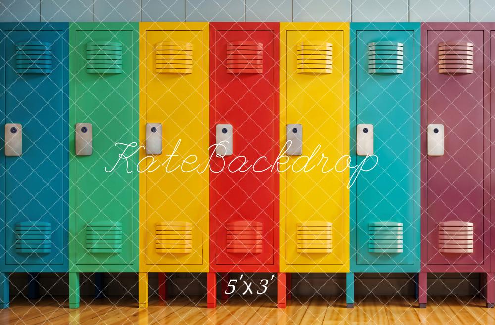 Kate Colorful Lockers Backdrop Designed by Emetselch - Kate Backdrop AU