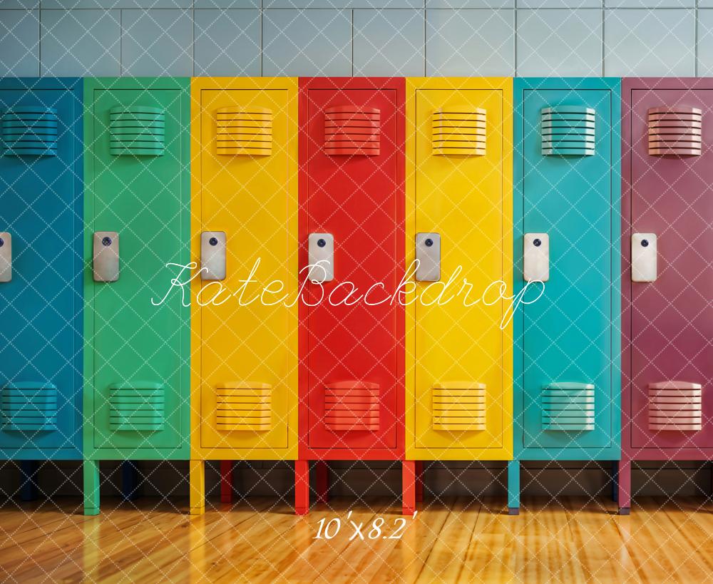 Kate Colorful Lockers Backdrop Designed by Emetselch - Kate Backdrop AU