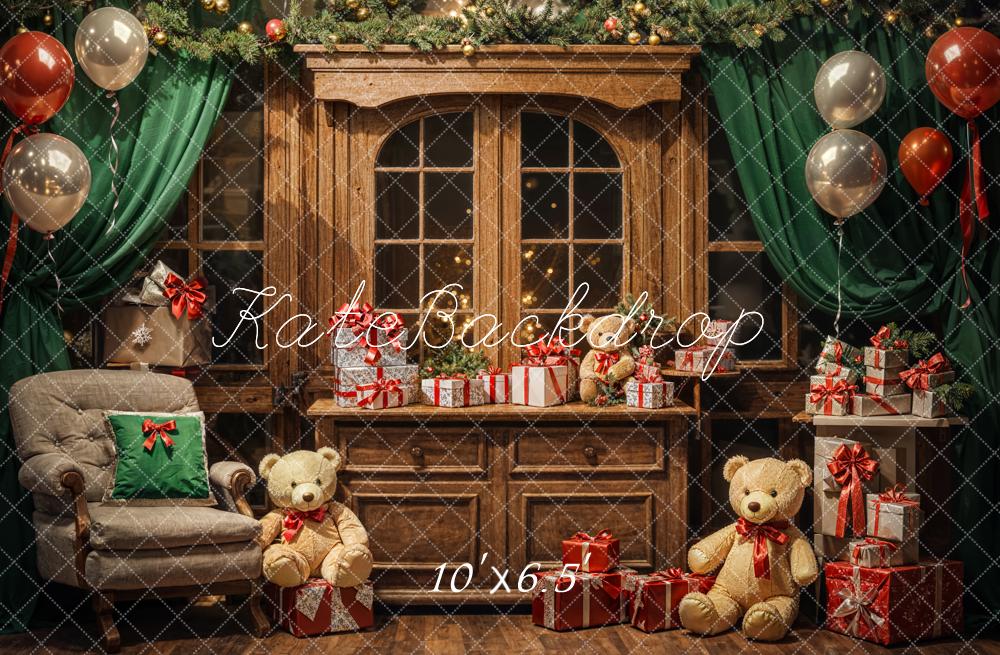 Kate Indoor Christmas Gift Bear Backdrop Designed by Emetselch - Kate Backdrop AU