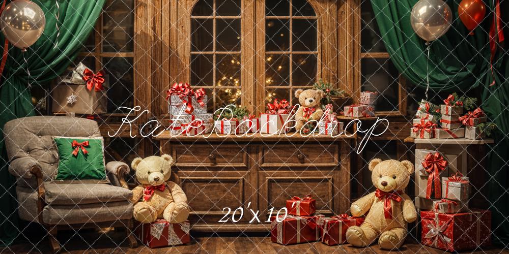 Kate Indoor Christmas Gift Bear Backdrop Designed by Emetselch - Kate Backdrop AU