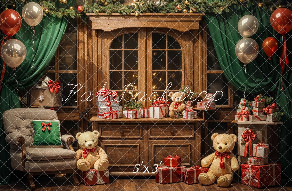 Kate Indoor Christmas Gift Bear Backdrop Designed by Emetselch - Kate Backdrop AU