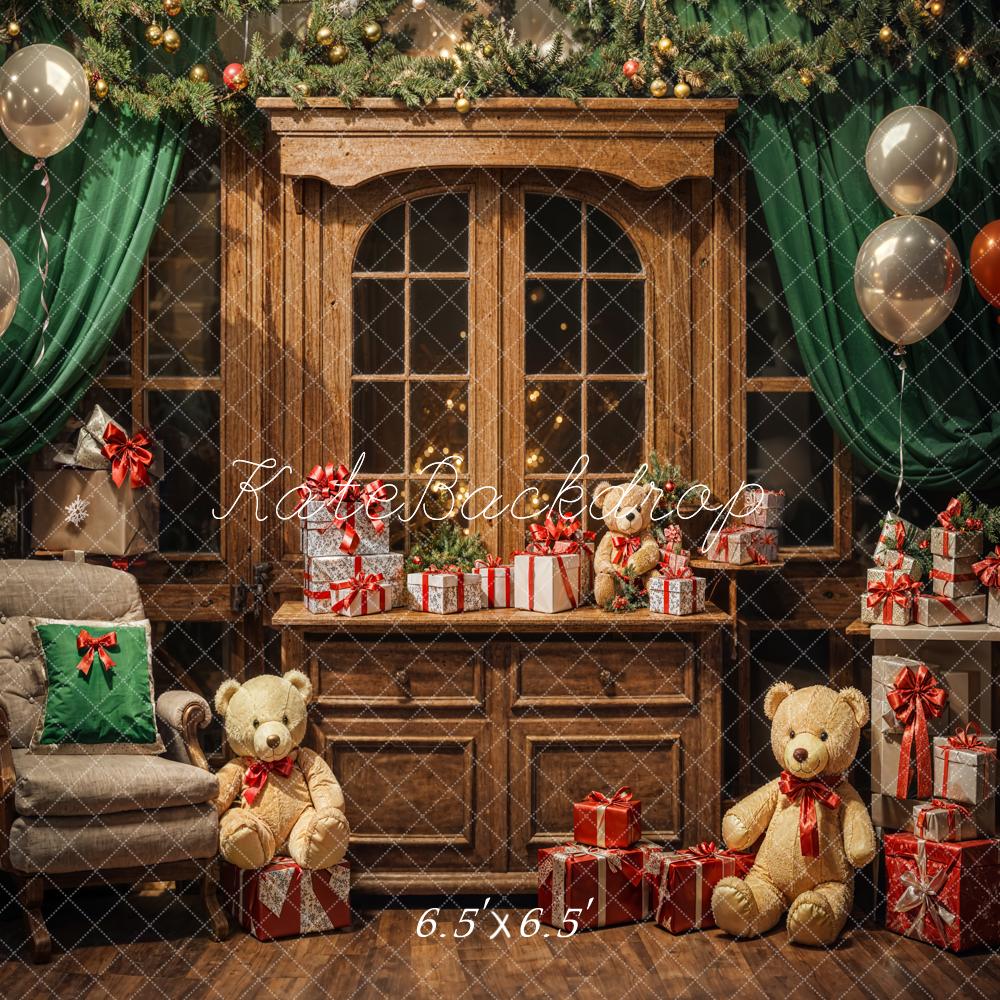 Kate Indoor Christmas Gift Bear Backdrop Designed by Emetselch - Kate Backdrop AU