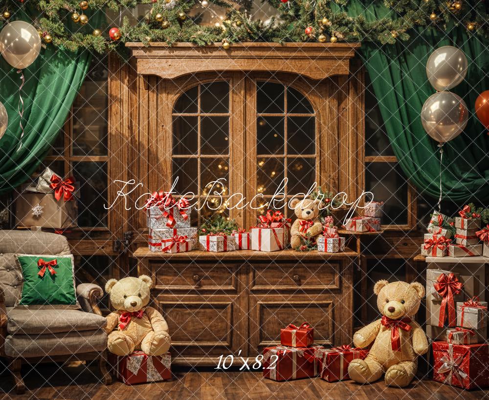 Kate Indoor Christmas Gift Bear Backdrop Designed by Emetselch - Kate Backdrop AU