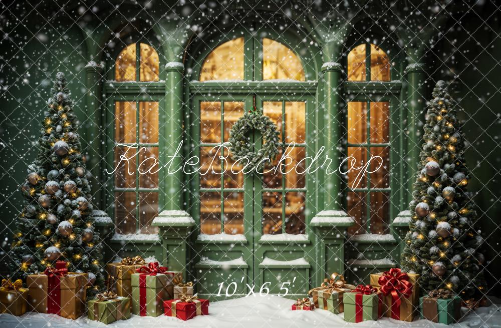 Kate Snow Green Christmas Shop Backdrop Designed by Emetselch - Kate Backdrop AU