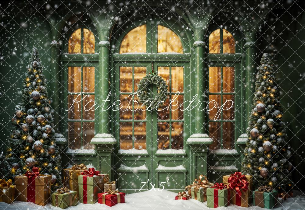 Kate Snow Green Christmas Shop Backdrop Designed by Emetselch - Kate Backdrop AU