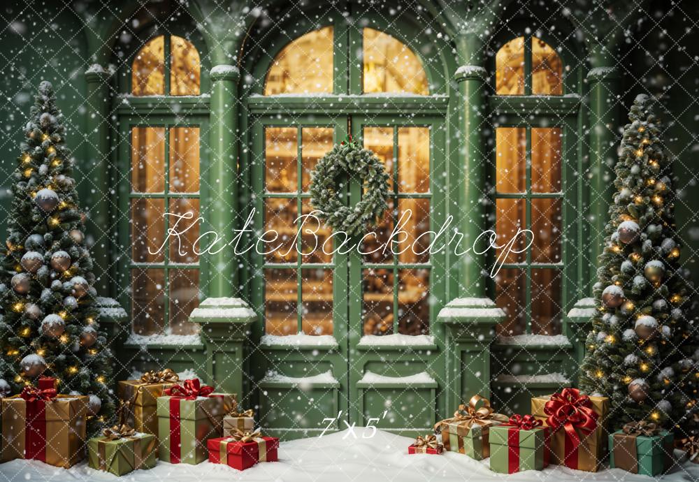 Kate Snow Green Christmas Shop Backdrop Designed by Emetselch