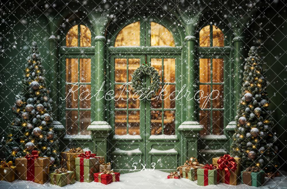 Kate Snow Green Christmas Shop Backdrop Designed by Emetselch - Kate Backdrop AU