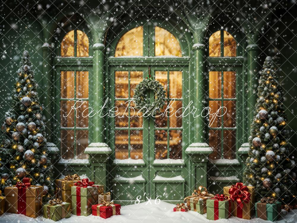 Kate Snow Green Christmas Shop Backdrop Designed by Emetselch - Kate Backdrop AU