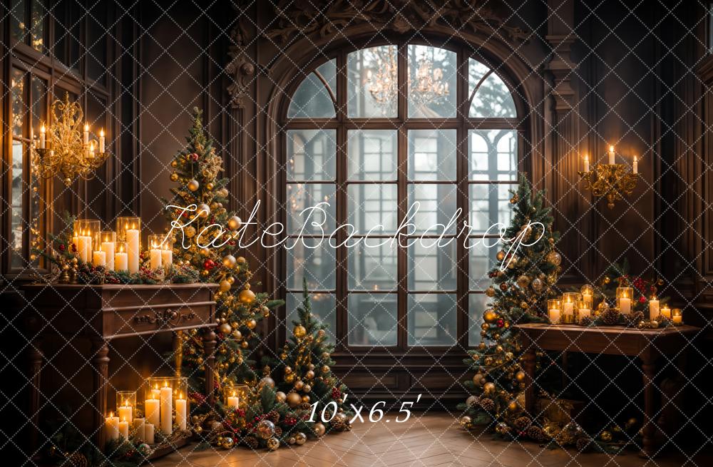 Kate Candlelight Christmas Tree Backdrop Arch Window Designed by Emetselch - Kate Backdrop AU