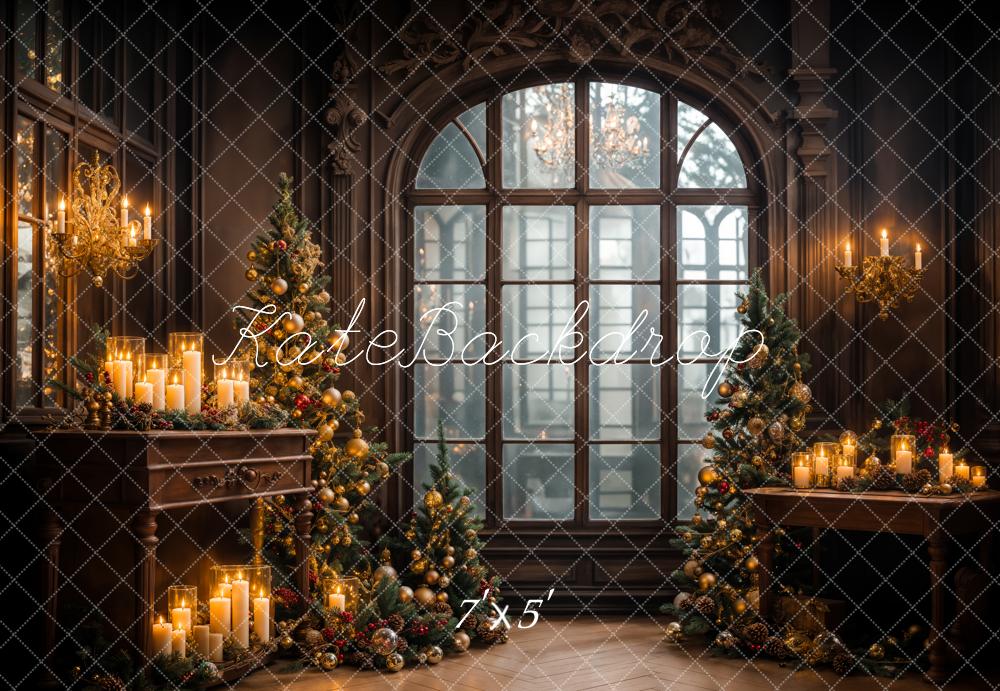 Kate Candlelight Christmas Tree Backdrop Arch Window Designed by Emetselch - Kate Backdrop AU