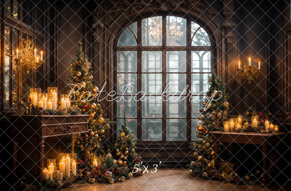 Kate Candlelight Christmas Tree Backdrop Arch Window Designed by Emetselch - Kate Backdrop AU