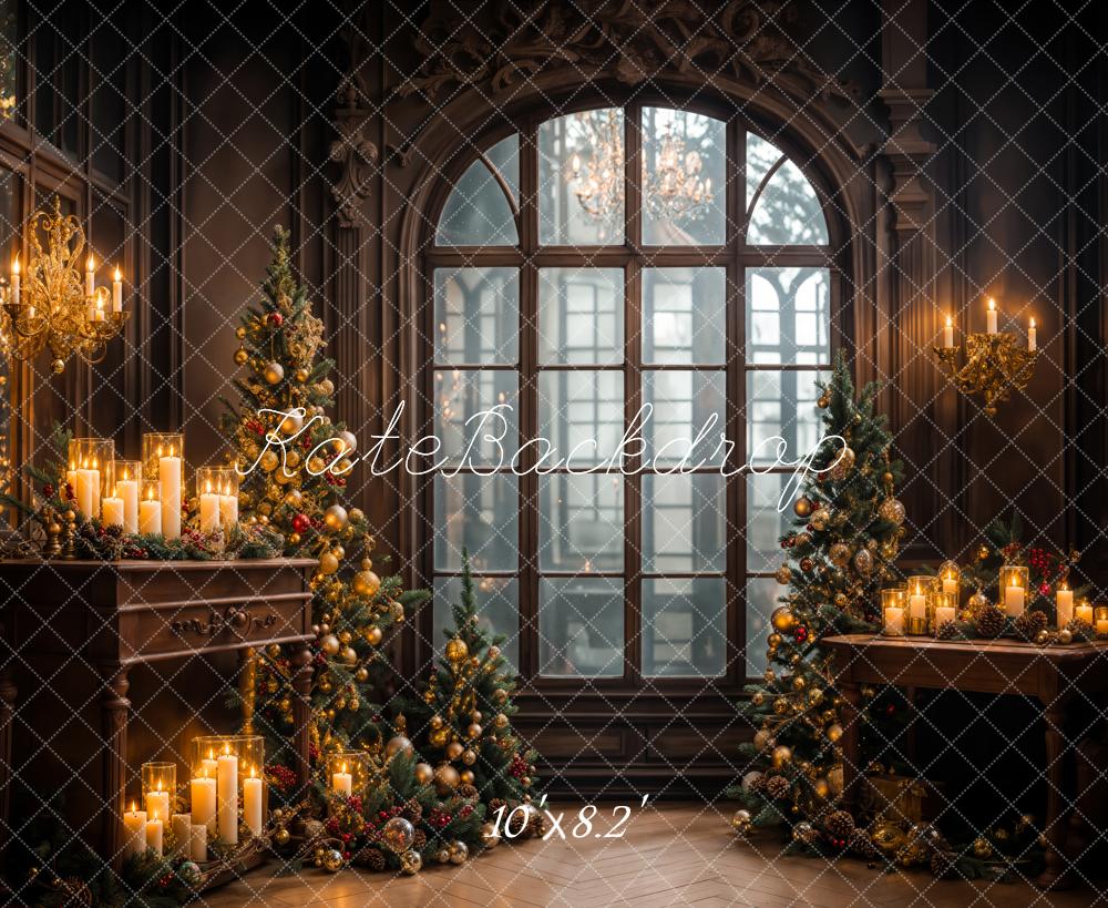 Kate Candlelight Christmas Tree Backdrop Arch Window Designed by Emetselch - Kate Backdrop AU