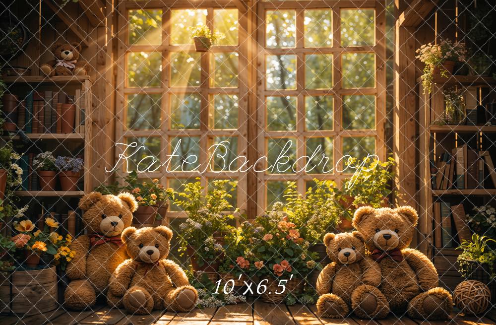 Kate Spring Sunlight Teddy Bear Backdrop Bookshelf Designed by Emetselch - Kate Backdrop AU