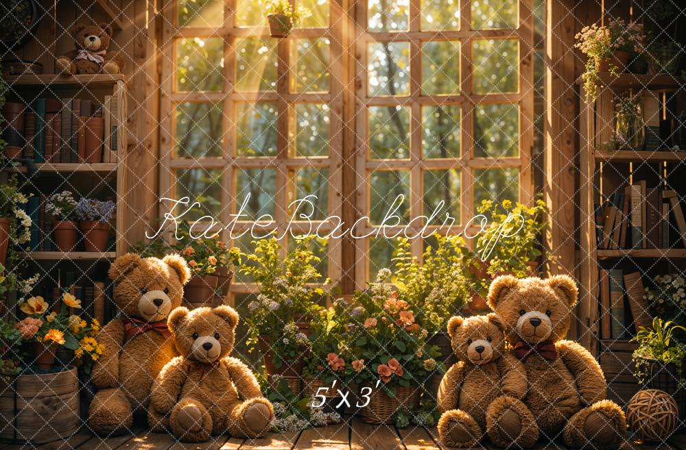 Kate Spring Sunlight Teddy Bear Backdrop Bookshelf Designed by Emetselch - Kate Backdrop AU