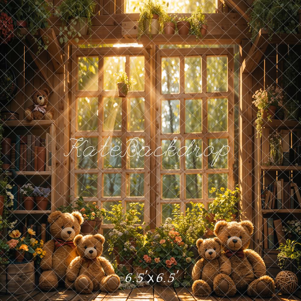 Kate Spring Sunlight Teddy Bear Backdrop Bookshelf Designed by Emetselch - Kate Backdrop AU