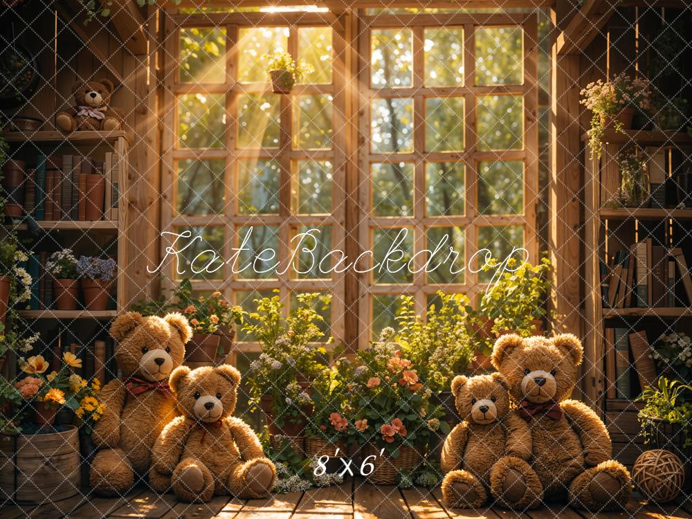 Kate Spring Sunlight Teddy Bear Backdrop Bookshelf Designed by Emetselch - Kate Backdrop AU