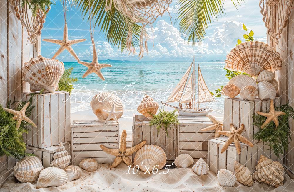 Kate Summer Beach Seashells Backdrop Designed by Emetselch