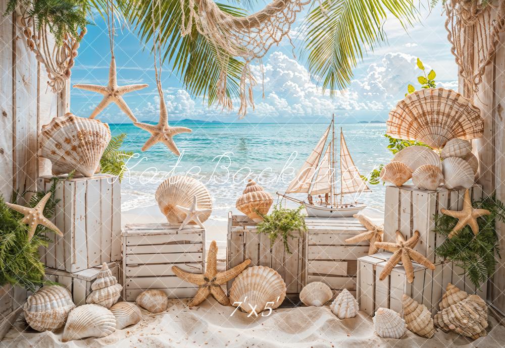 Kate Summer Beach Seashells Backdrop Designed by Emetselch - Kate Backdrop AU