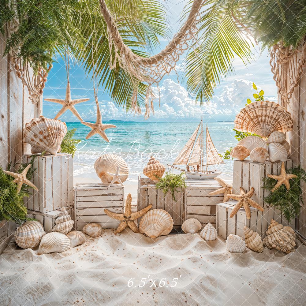 Kate Summer Beach Seashells Backdrop Designed by Emetselch - Kate Backdrop AU