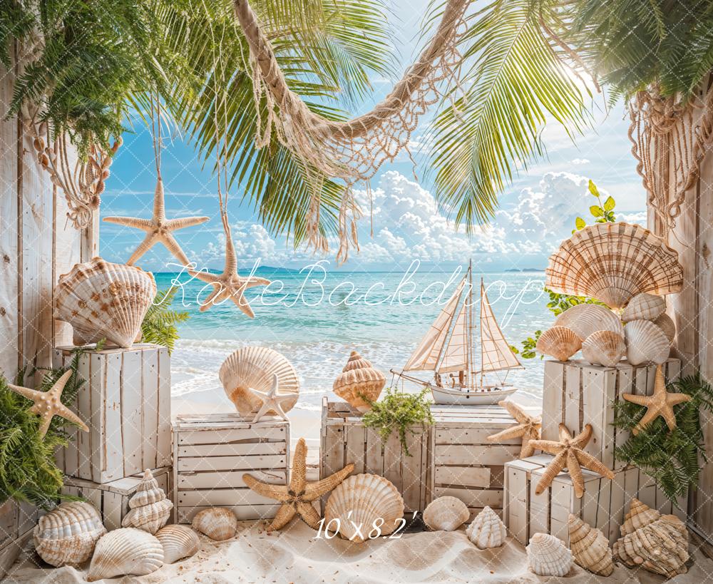 Kate Summer Beach Seashells Backdrop Designed by Emetselch - Kate Backdrop AU