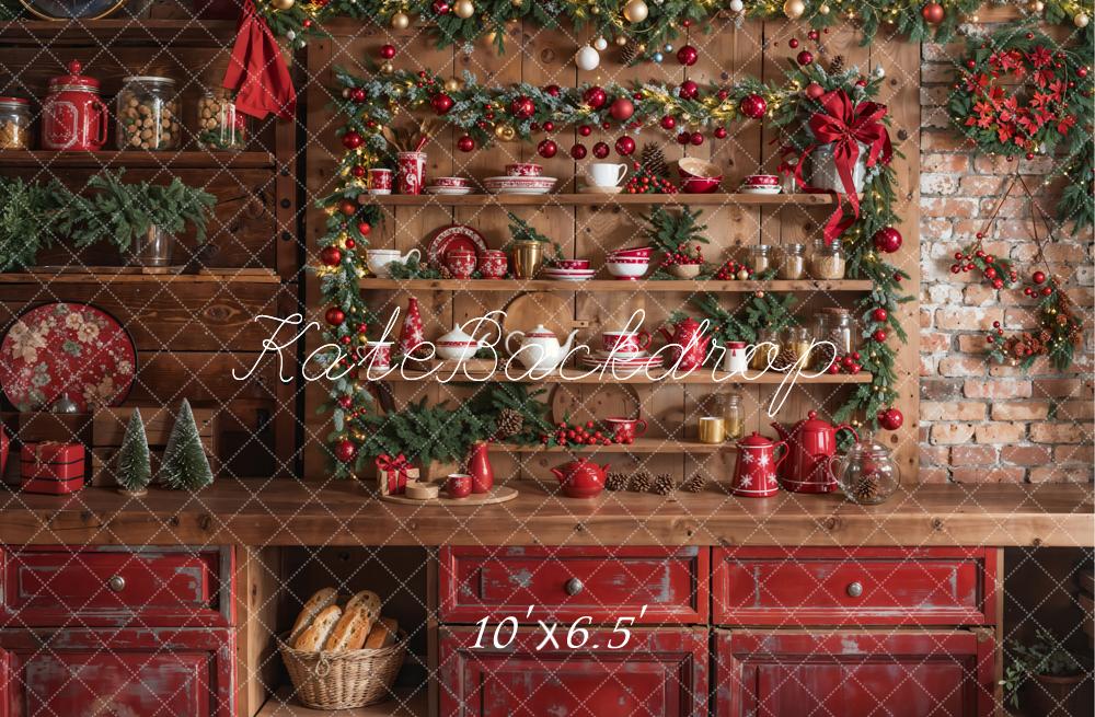 Kate Red Christmas Cupboard Backdrop Designed by Emetselch