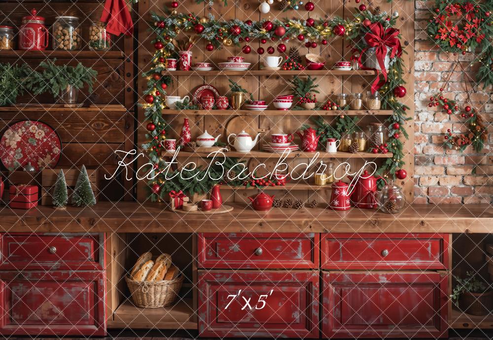 Kate Red Christmas Cupboard Backdrop Designed by Emetselch - Kate Backdrop AU