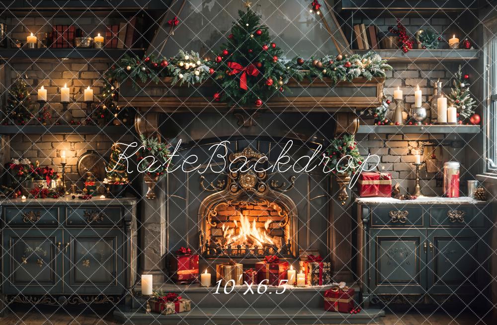 Kate Christmas Fireplace Backdrop Designed by Emetselch