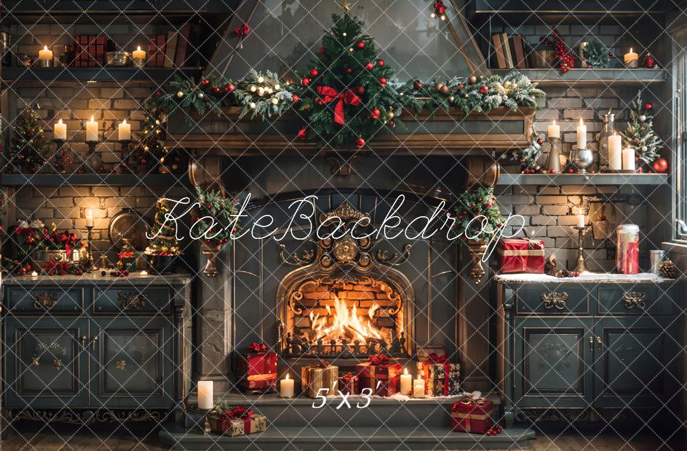 Kate Christmas Fireplace Backdrop Designed by Emetselch - Kate Backdrop AU