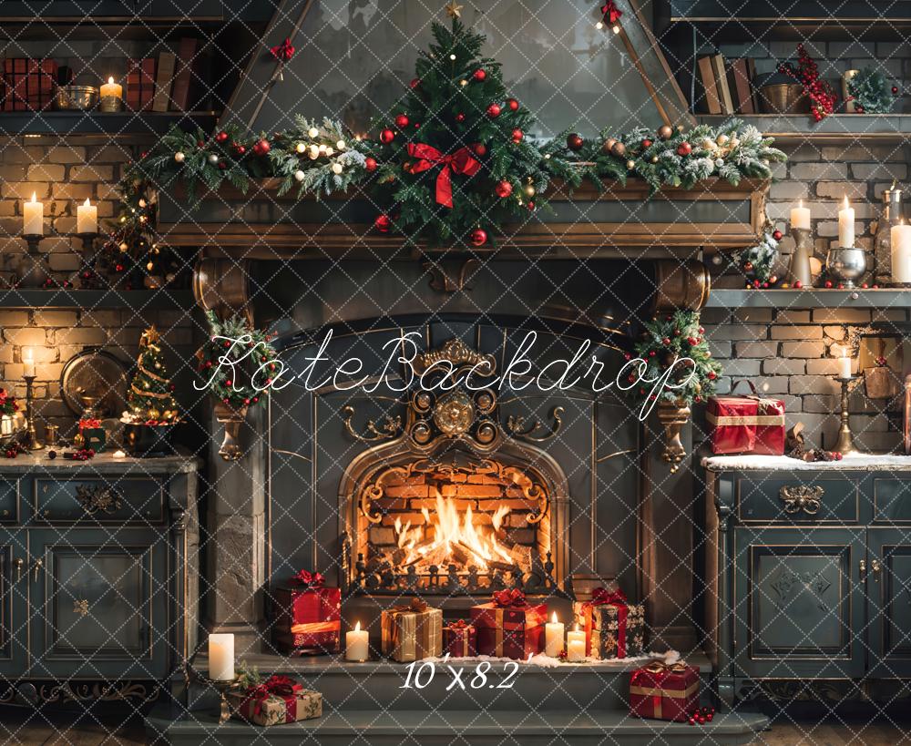 Kate Christmas Fireplace Backdrop Designed by Emetselch - Kate Backdrop AU
