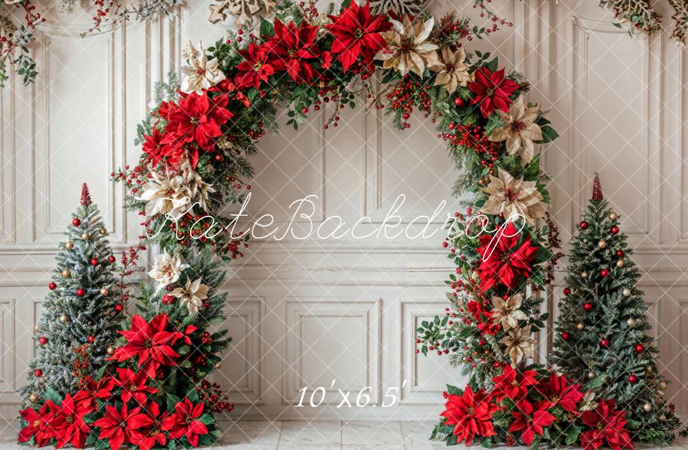 Kate Christmas Flower Arch White Wall Backdrop Designed by Emetselch - Kate Backdrop AU