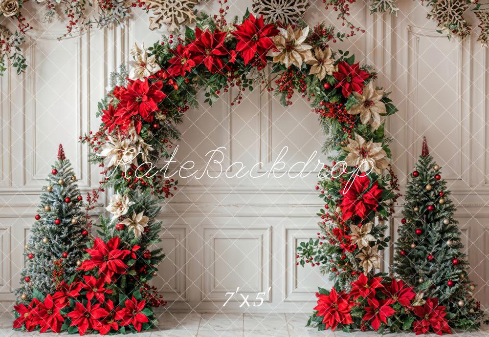 Kate Christmas Flower Arch White Wall Backdrop Designed by Emetselch - Kate Backdrop AU
