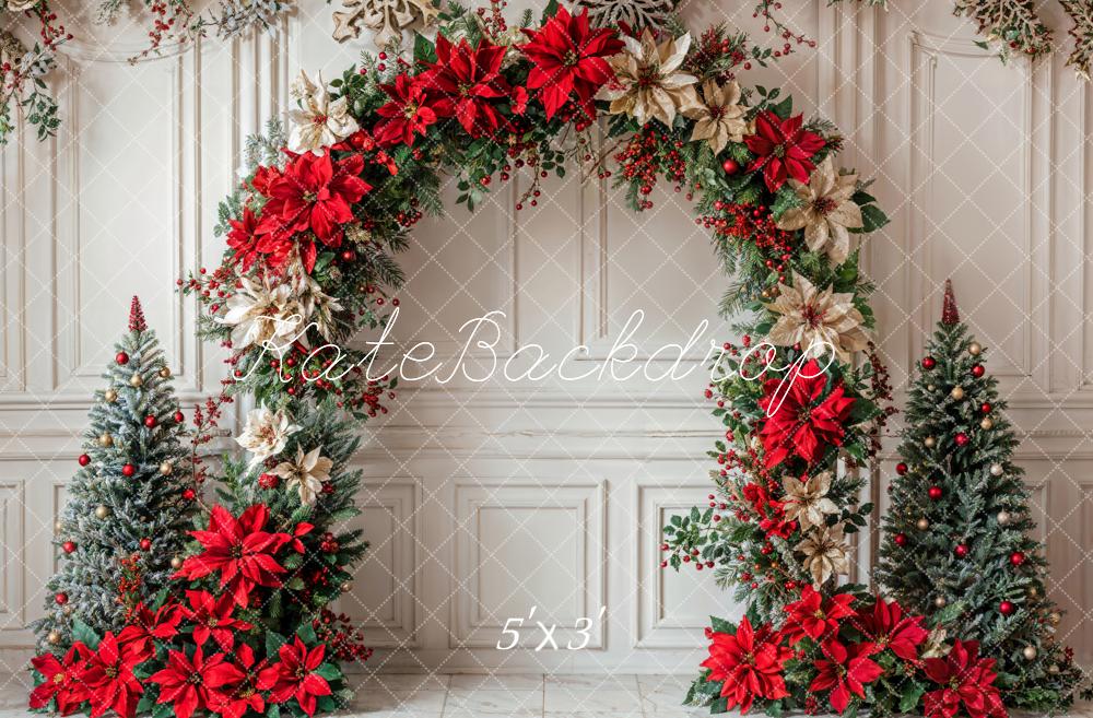 Kate Christmas Flower Arch White Wall Backdrop Designed by Emetselch - Kate Backdrop AU