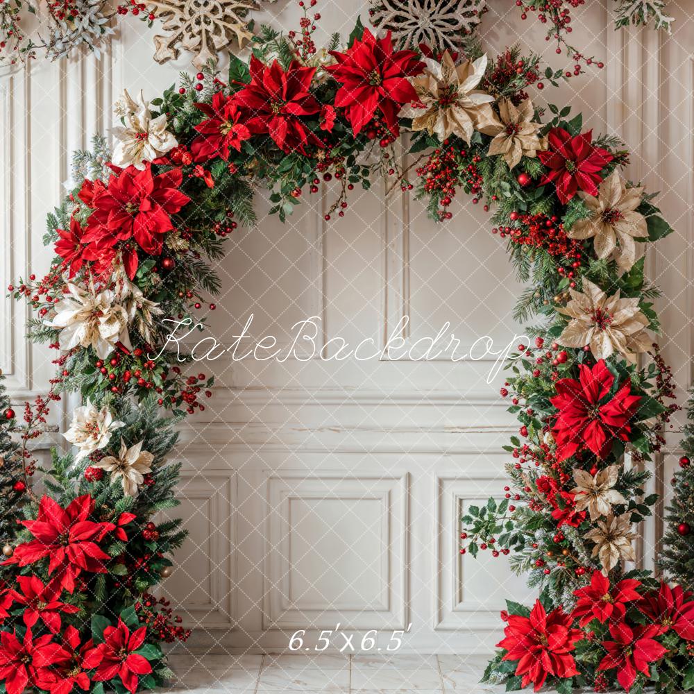 Kate Christmas Flower Arch White Wall Backdrop Designed by Emetselch - Kate Backdrop AU