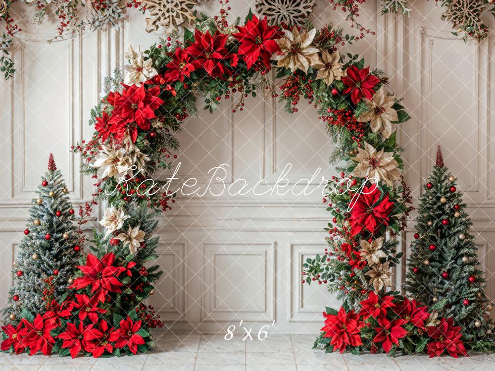 Kate Christmas Flower Arch White Wall Backdrop Designed by Emetselch - Kate Backdrop AU