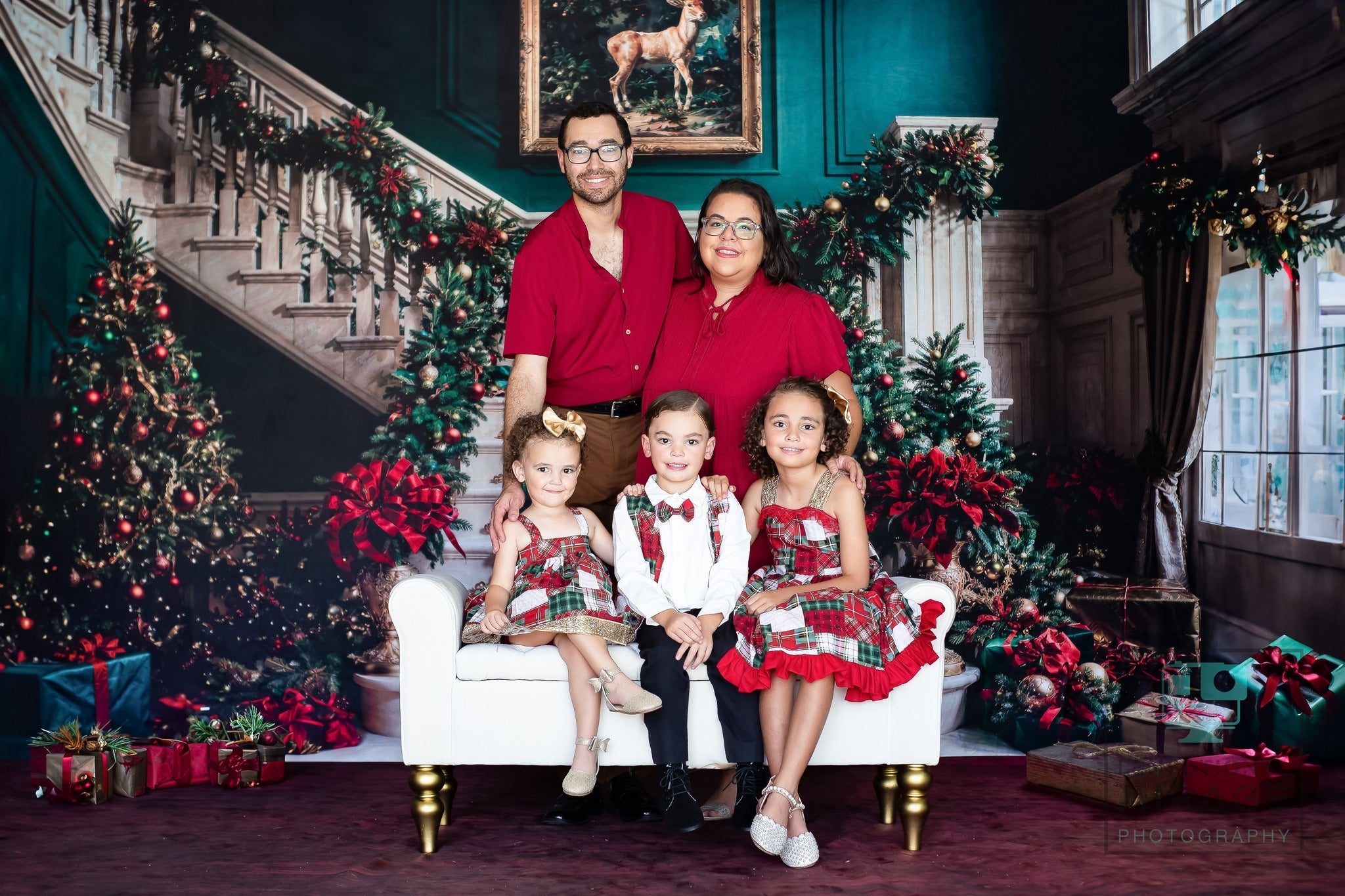 Kate Green Christmas Staircase Backdrop Designed by Chain Photography - Kate Backdrop AU