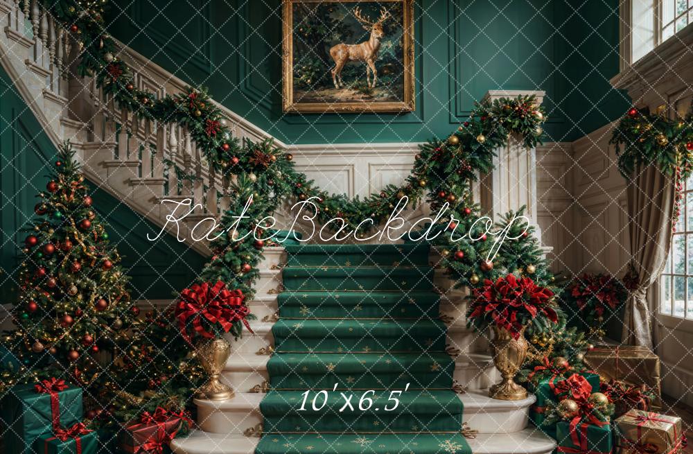 Kate Green Christmas Staircase Backdrop Designed by Chain Photography - Kate Backdrop AU