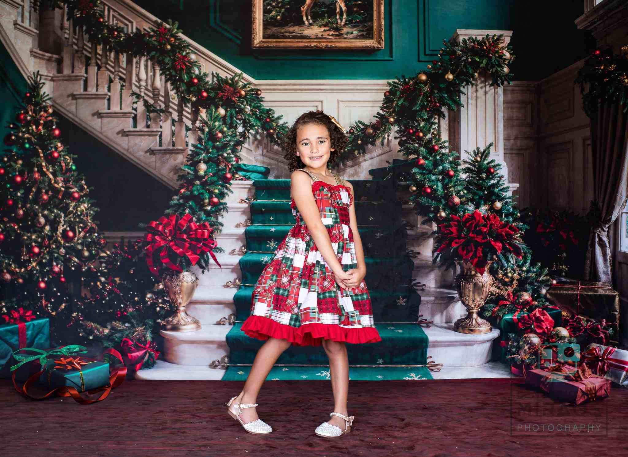 Kate Green Christmas Staircase Backdrop Designed by Chain Photography - Kate Backdrop AU
