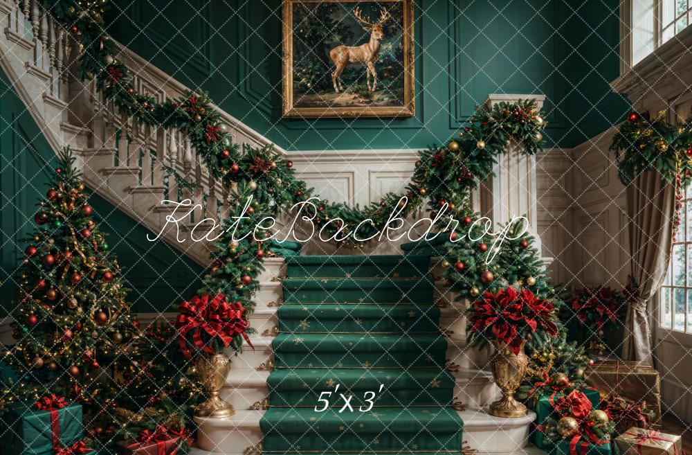 Kate Green Christmas Staircase Backdrop Designed by Chain Photography - Kate Backdrop AU