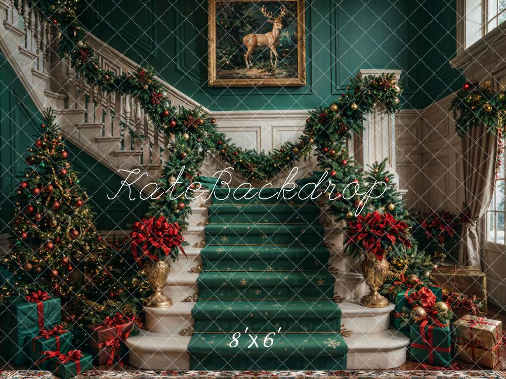 Kate Green Christmas Staircase Backdrop Designed by Chain Photography - Kate Backdrop AU