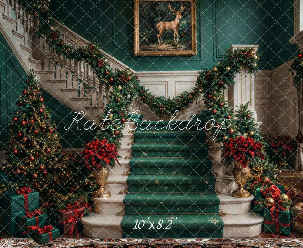 Kate Green Christmas Staircase Backdrop Designed by Chain Photography - Kate Backdrop AU