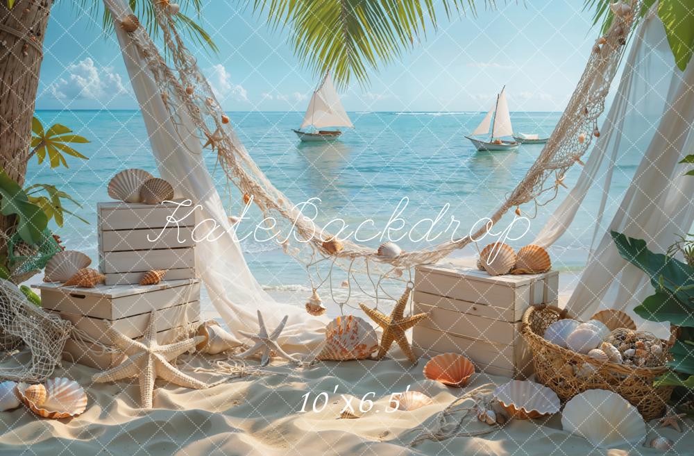 Kate Seaside Beach Starfish Shells Backdrop Designed by Emetselch - Kate Backdrop AU