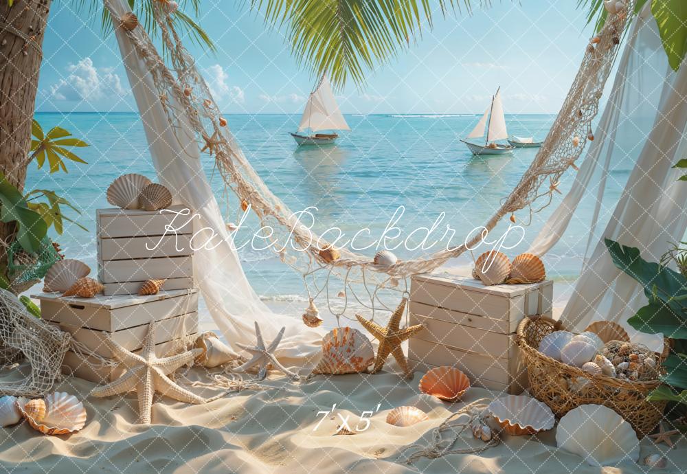 Kate Seaside Beach Starfish Shells Backdrop Designed by Emetselch - Kate Backdrop AU