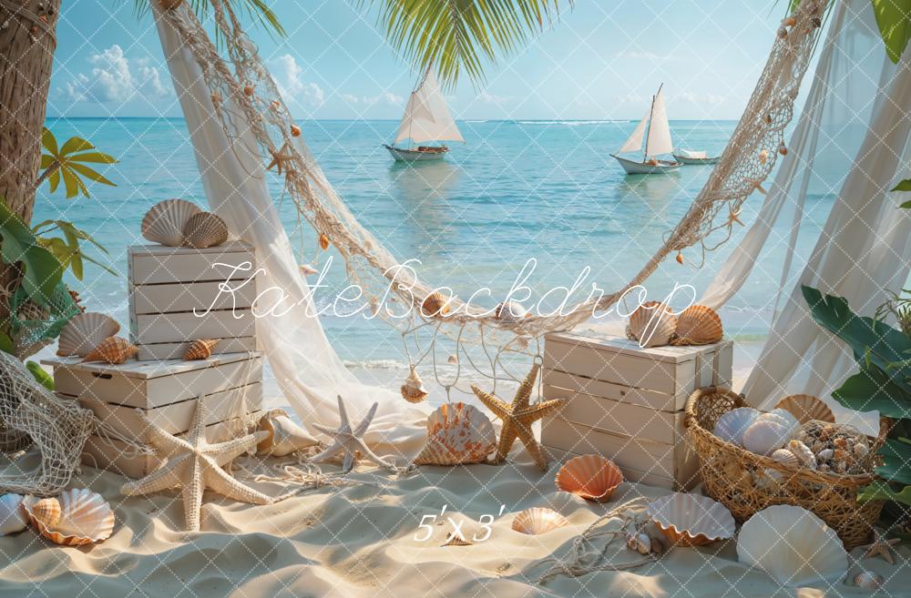 Kate Seaside Beach Starfish Shells Backdrop Designed by Emetselch - Kate Backdrop AU