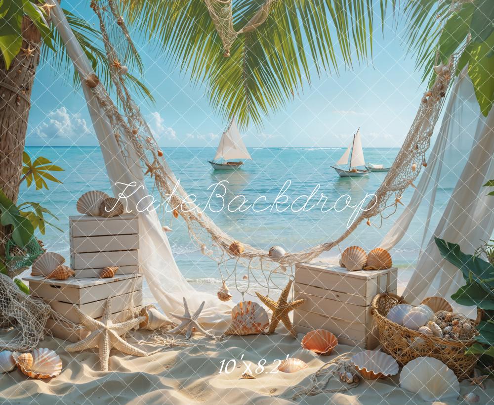 Kate Seaside Beach Starfish Shells Backdrop Designed by Emetselch - Kate Backdrop AU