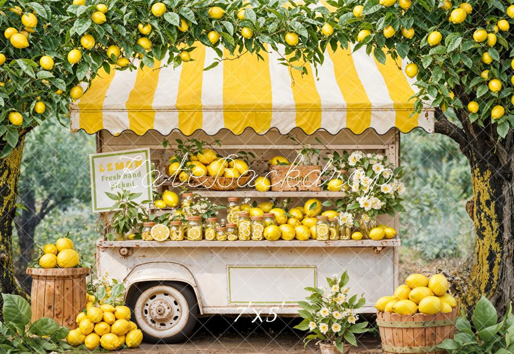 Kate Summer Yellow Lemon Stand Backdrop Designed by Emetselch - Kate Backdrop AU