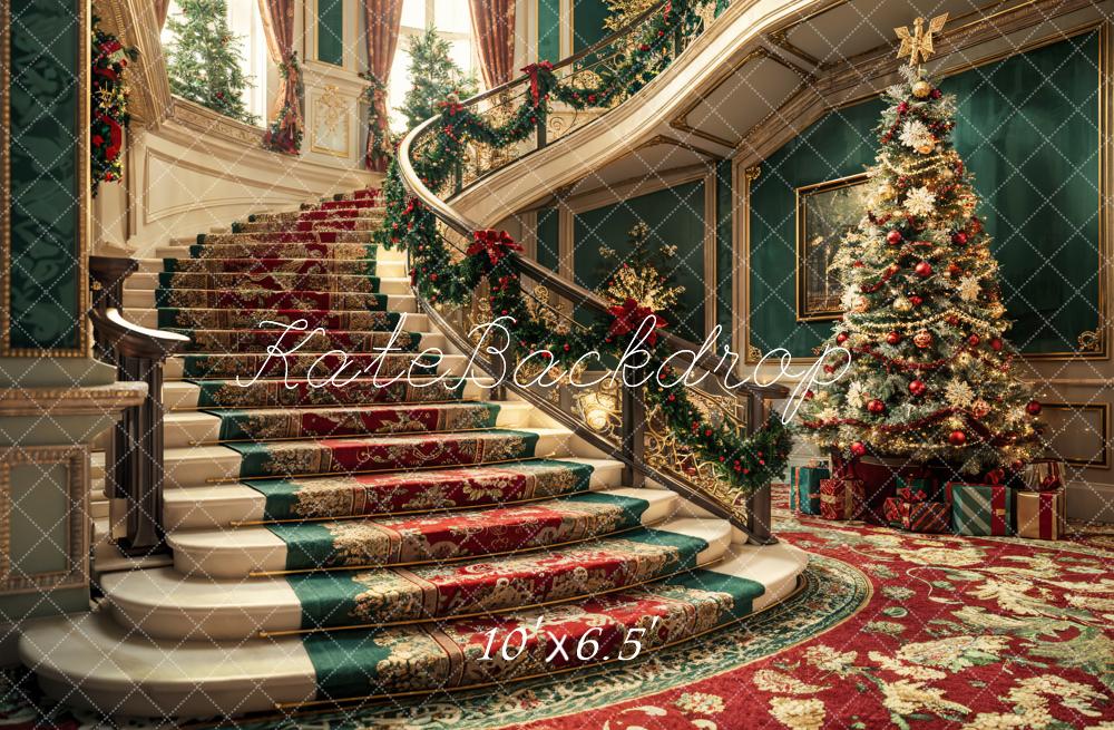 Kate Christmas Style Grand Staircase Backdrop Designed by Emetselch - Kate Backdrop AU