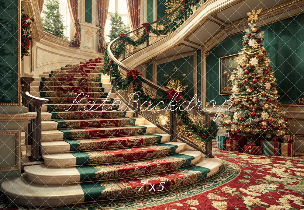 Kate Christmas Style Grand Staircase Backdrop Designed by Emetselch - Kate Backdrop AU