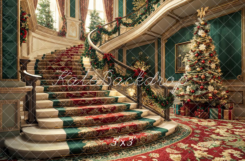 Kate Christmas Style Grand Staircase Backdrop Designed by Emetselch - Kate Backdrop AU